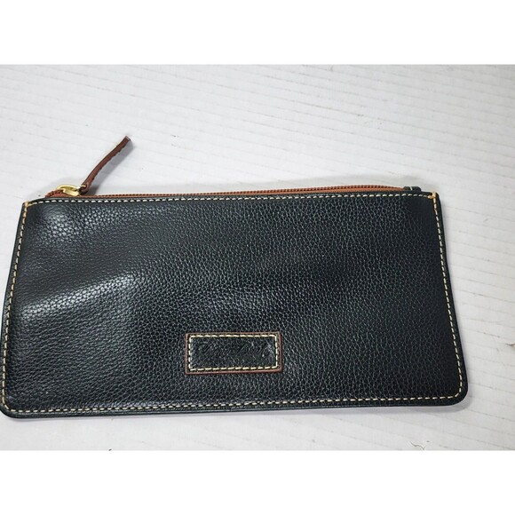 Dooney & Bourke Dark Green Pebbled Leather Red Lining Zipper Wallet Clutch Bag - Picture 1 of 6